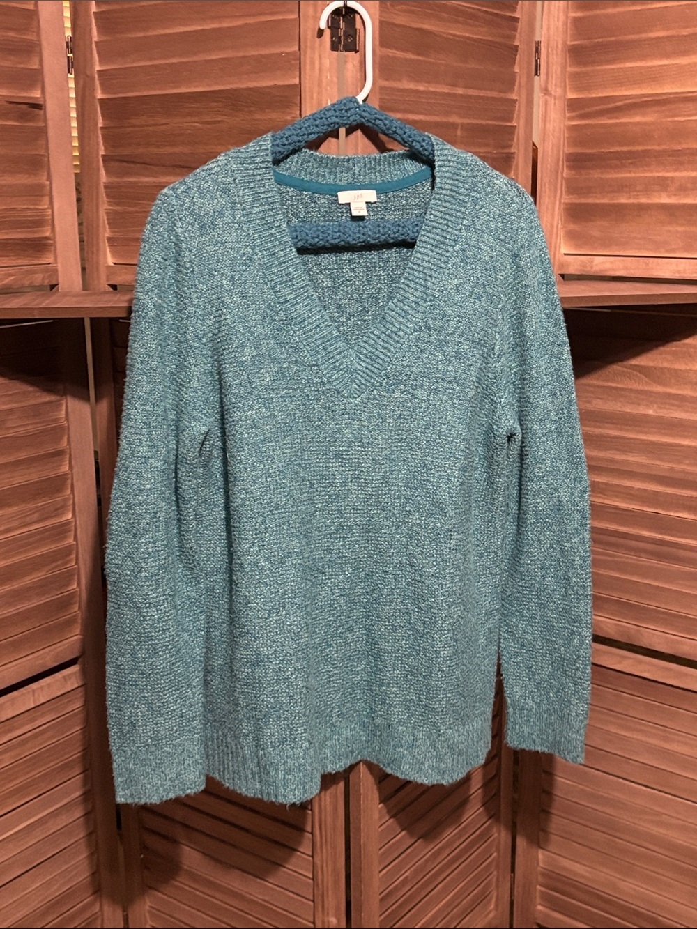 Cozy Teal V-Neck Sweater